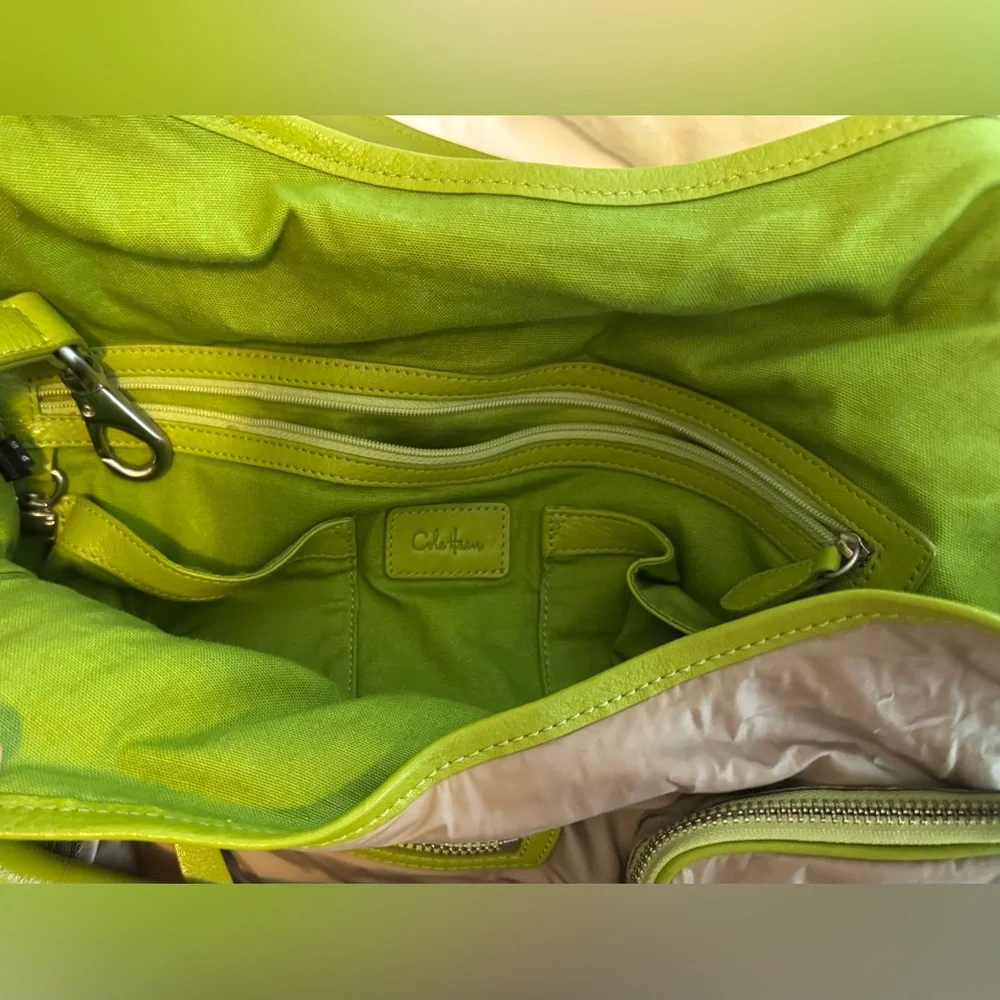 Stylish Neutral & Lime Green Contrast Women’s Shoulder Bag